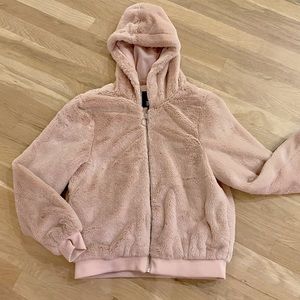 Junior light pink zip up hoodie jacket